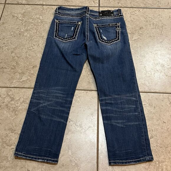 Miss Me Denim - Miss Me Capri Womens Jeans Boyfriend Rise Blue Denim Size 25 (28 Measured)